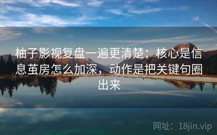 柚子影视复盘一遍更清楚：核心是信息茧房怎么加深，动作是把关键句圈出来